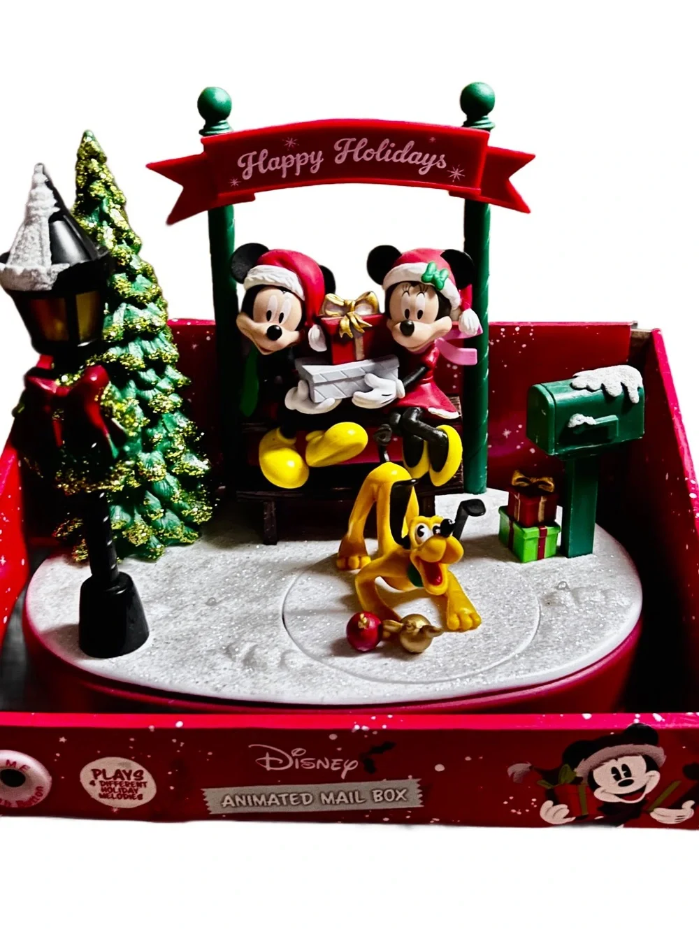Disney ~ Mickey & Minnie Mouse Christmas Animated/Musical Mail Box Scene ~ New